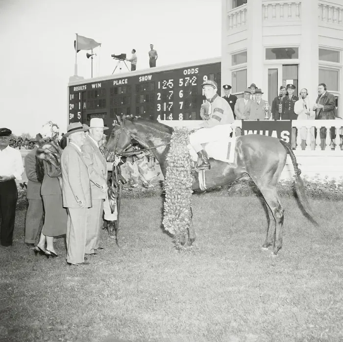 Framed Print : Citation with Jockey in Winners Circle Framed Print : Citation with Jockey in Winners Circle