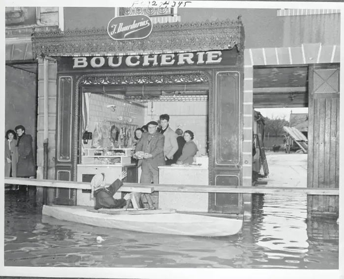 Framed Print : Citizen Purchasing Food From Boat During Flood Framed Print : Citizen Purchasing Food From Boat During Flood