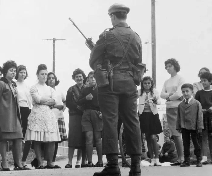 Framed Print : Citizens Gazing at Canadian Soldier on Guard Framed Print : Citizens Gazing at Canadian Soldier on Guard