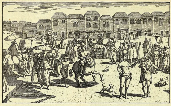 Framed Print : Citizens Shopping at Marketplace