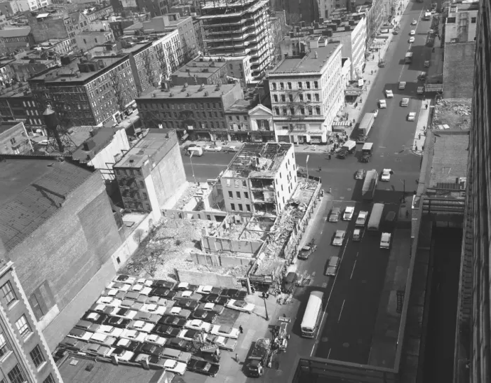 Framed Print : City, (B&W), (aerial view) Framed Print : City, (B&W), (aerial view)