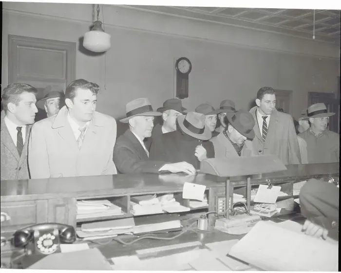 Framed Print : City College Players at Police Station for Arrest Framed Print : City College Players at Police Station for Arrest