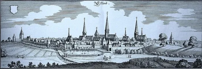 Framed Print : City of Essen in the Middle Ages, North Rhine-Westphalia, Germany, Historical, digital reproduction of an original from the 19th century, original date not known Framed Print : City of Essen in the Middle Ages, North Rhine-Westphalia, Germany, Historical, digital reproduction of an original from the 19th century, original date not known
