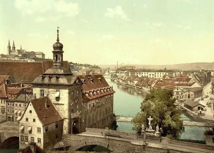 Framed Print : City Hall in Bamberg, Bavaria, Germany, Historic, digitally restored reproduction of a photochromic print from the 1890s Framed Print : City Hall in Bamberg, Bavaria, Germany, Historic, digitally restored reproduction of a photochromic print from the 1890s