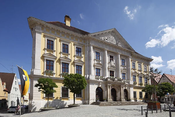 City hall in Lauingen, Donauried region, Swabia, Bavaria, Germany, Europe