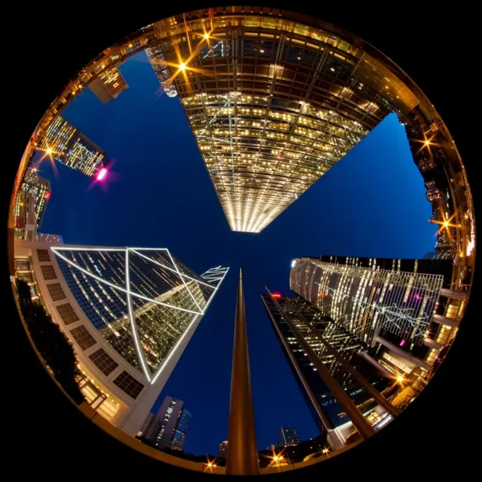 Framed Print : City of hongkong in circular fisheye Framed Print : City of hongkong in circular fisheye