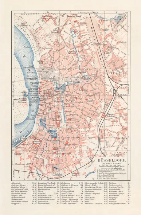Framed Print : City map of DAOEsseldorf, Germany, lithograph, published in 1897 Framed Print : City map of DAOEsseldorf, Germany, lithograph, published in 1897
