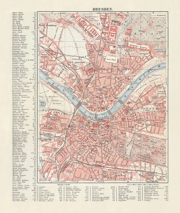 Framed Print : City map of Dresden, Saxony, Germany, lithograph, published in 1897 Framed Print : City map of Dresden, Saxony, Germany, lithograph, published in 1897