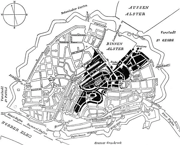 City map of Hamburg in 1842
