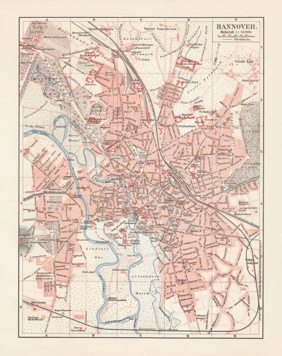 Framed Print : City map of Hannover, Lower Saxony, Germany, lithograph, published 1897 Framed Print : City map of Hannover, Lower Saxony, Germany, lithograph, published 1897