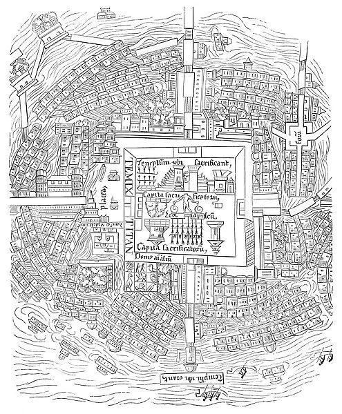 City map of Mexico and the Menagerie de Montezuma 1524