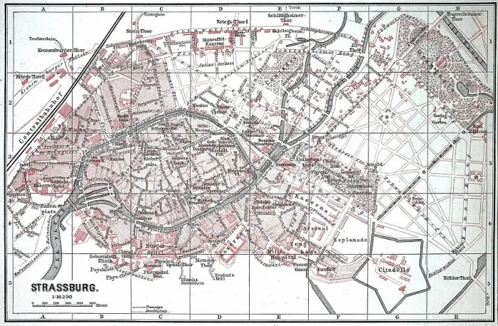 Framed Print : City map of Strasbourg in 1885, France, Historic, digitally restored reproduction of a 19th century original, exact original date unknown Framed Print : City map of Strasbourg in 1885, France, Historic, digitally restored reproduction of a 19th century original, exact original date unknown