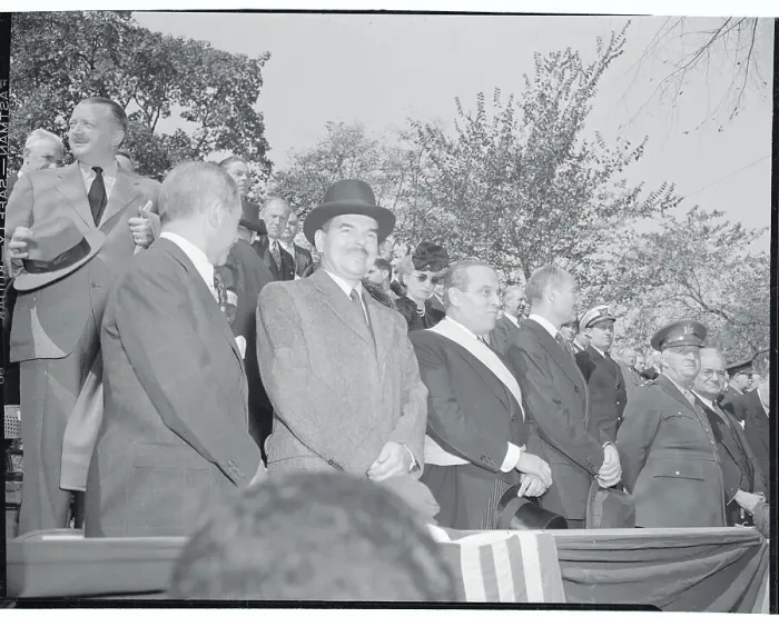Framed Print : City Officials and Leaders Watching Columbus Day Parade Framed Print : City Officials and Leaders Watching Columbus Day Parade