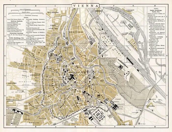 Framed Print : City plan of Vienna Austria 1894 Framed Print : City plan of Vienna Austria 1894
