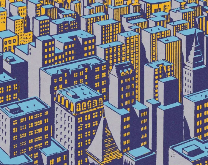 Framed Print : City Skyline in Blue Framed Print : City Skyline in Blue