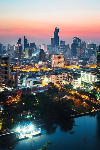 City skyline at dawn, Bangkok, Thailand