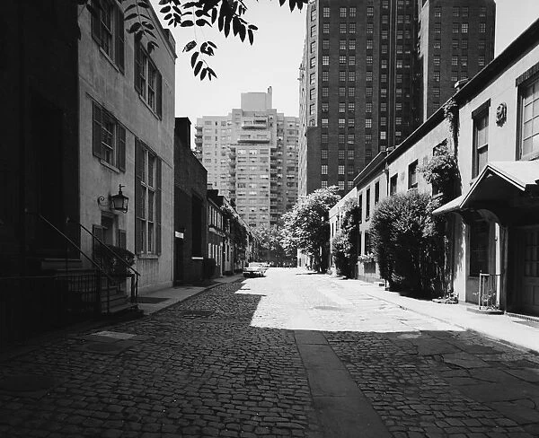 City street with cobblestone
