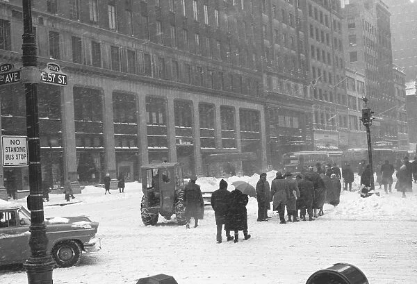 City street in winter, (B&W)