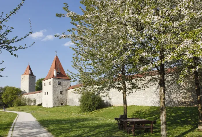 Framed Print : City walls with Frauenturm tower and Biersiederturm tower, Berching, Upper Palatinate, Bavaria, Germany, Europe