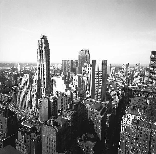 Cityscape, (B&W), elevated view