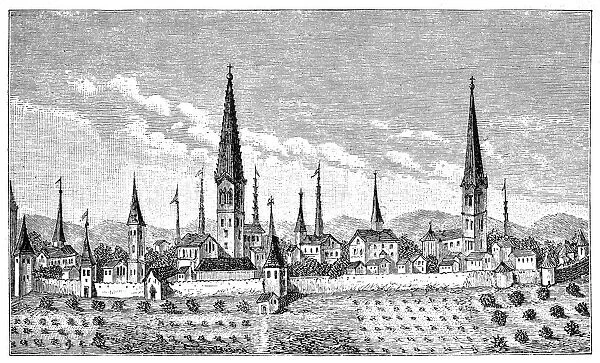 Cityscape of Dortmund, North Rhine-Westphalia, Germany, 16th century