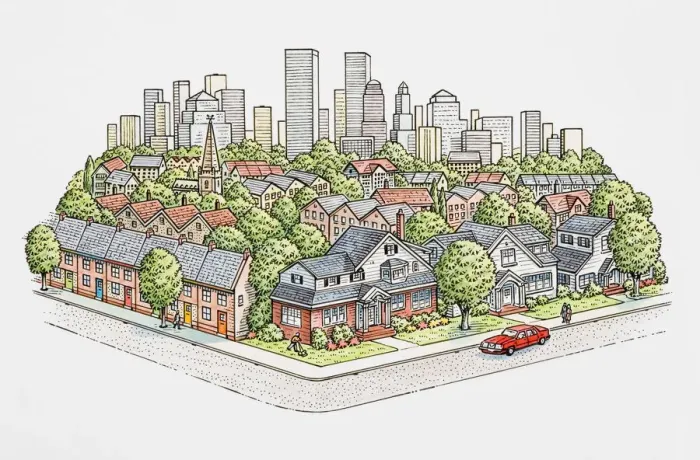 Framed Print : Cityscape including financial and residential districts Framed Print : Cityscape including financial and residential districts