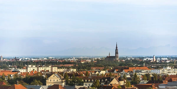 Cityscape of Munich with Mariahilfkirche church, Munich, Upper Bavaria, Bavaria, Germany