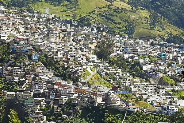 Cityscape, view from the El Panecillo hill to the San Diego neighbourhood, historic centre, Quito, Pichincha Province, Ecuador
