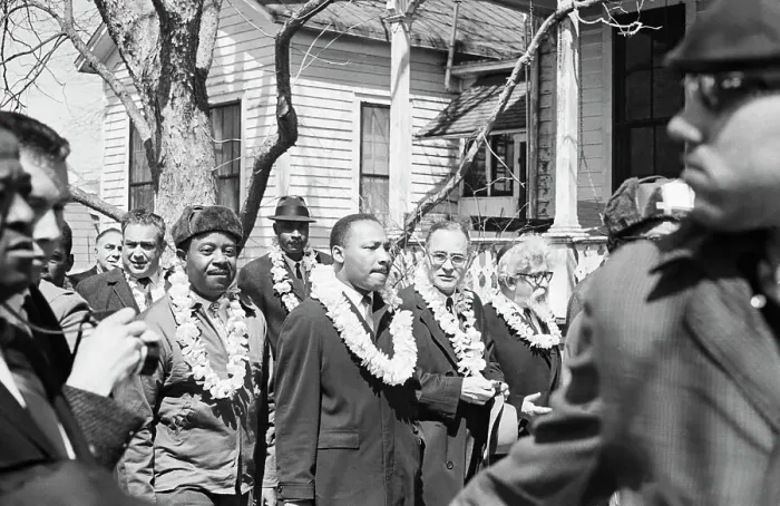 Framed Print : Civil Rights Leaders Marching with Leis Framed Print : Civil Rights Leaders Marching with Leis