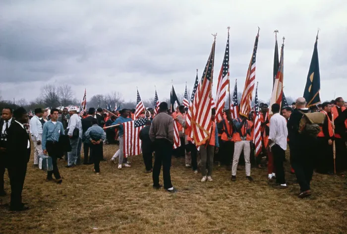 Framed Print : Civil Rights Marchers Carrying Flags Framed Print : Civil Rights Marchers Carrying Flags