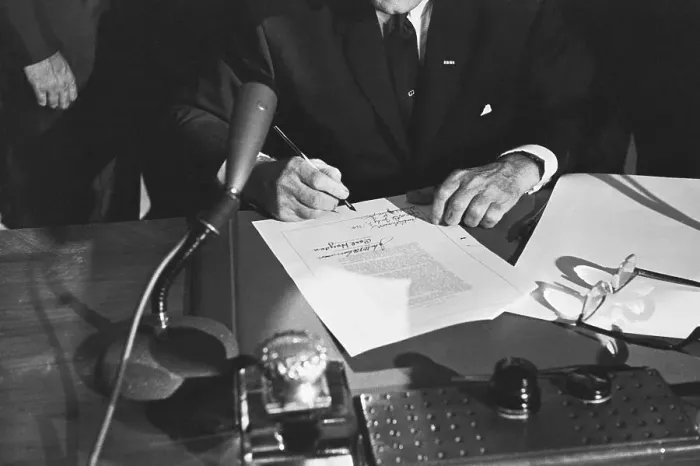 Framed Print : Civil Rights Bill After Signing Framed Print : Civil Rights Bill After Signing