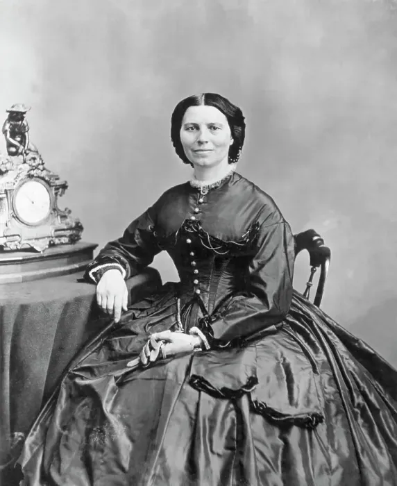 Framed Print : Civil War Volunteer Clara Barton Sitting by Clock Framed Print : Civil War Volunteer Clara Barton Sitting by Clock