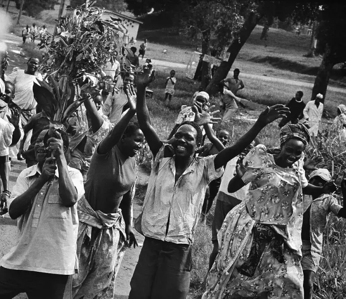 Framed Print : Civilians Celebrating Successful Coup D'Etat in Uganda Framed Print : Civilians Celebrating Successful Coup D'Etat in Uganda