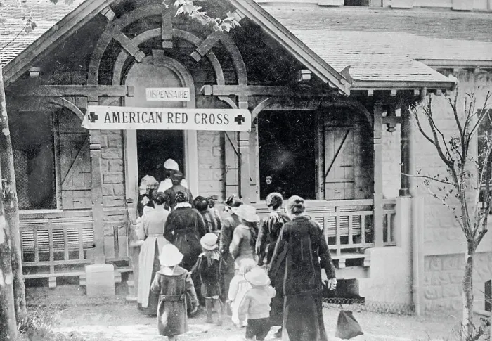 Framed Print : Civilians Entering American Red Cross Dispensary Framed Print : Civilians Entering American Red Cross Dispensary