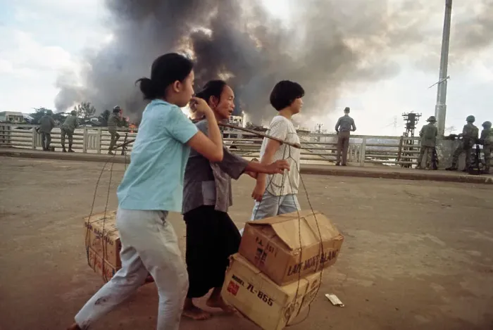 Framed Print : Civilians Fleeing Fighting In Saigon Framed Print : Civilians Fleeing Fighting In Saigon
