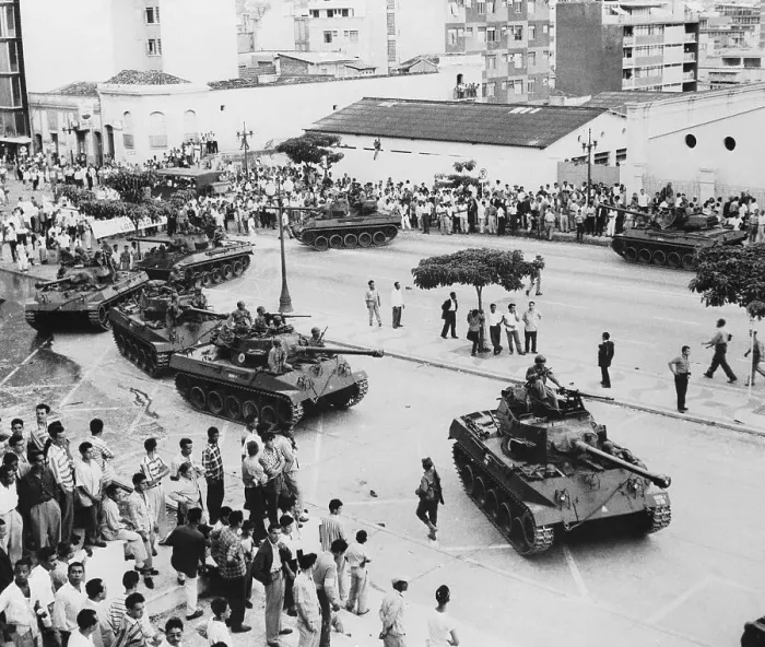 Framed Print : Civilians Watch Tanks Roll In During Revolt Framed Print : Civilians Watch Tanks Roll In During Revolt