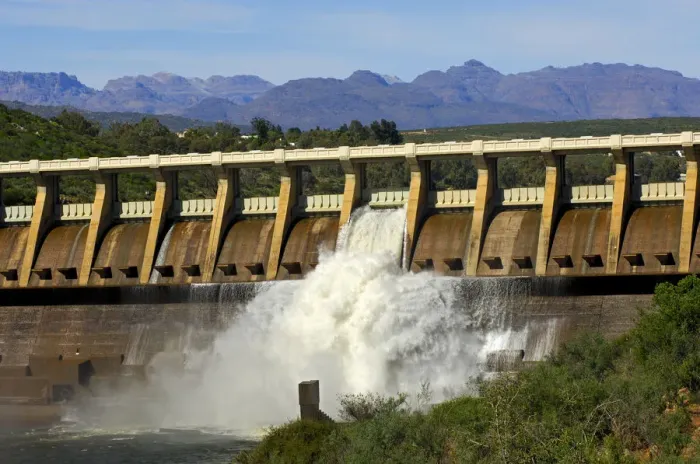 Framed Print : Clanwilliam Dam on the Olifants River with open flood gates, Clanwilliam, Western Cape, South Africa, Africa Framed Print : Clanwilliam Dam on the Olifants River with open flood gates, Clanwilliam, Western Cape, South Africa, Africa