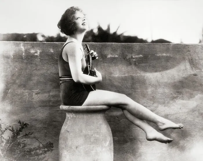 Framed Print : Clara Bow in Bathing Suit Plays Ukulele Framed Print : Clara Bow in Bathing Suit Plays Ukulele