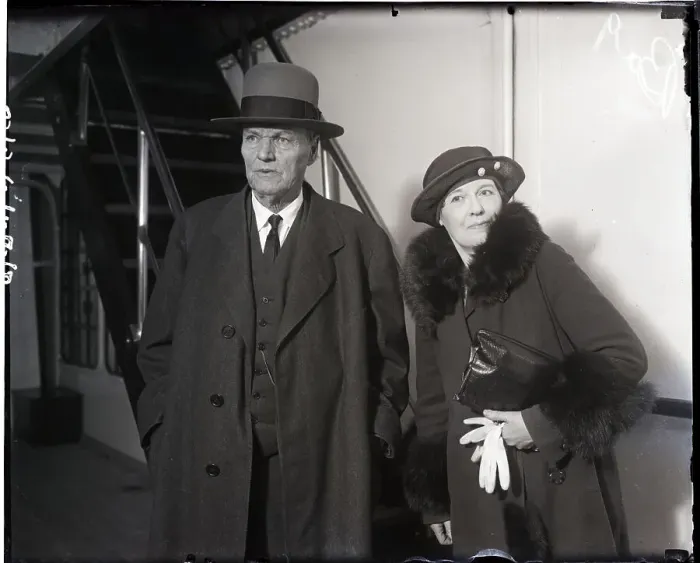 Framed Print : Clarence Darrow with Wife Aboard Ship Framed Print : Clarence Darrow with Wife Aboard Ship