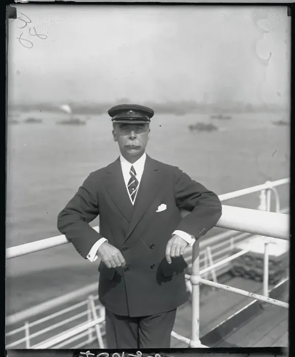 Framed Print : Clarence MacKay Standing on Ship's Deck Framed Print : Clarence MacKay Standing on Ship's Deck