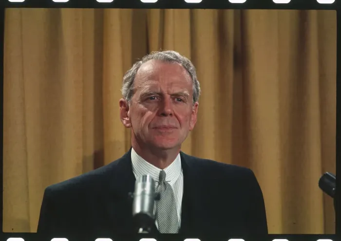 Framed Print : Clark Clifford Speaking at a News Conference Framed Print : Clark Clifford Speaking at a News Conference