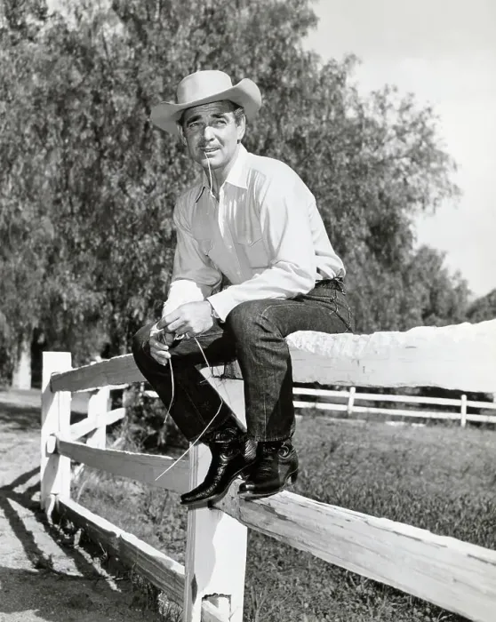 Framed Print : Clark Gable In Cowboy Togs, Sits On Fence Framed Print : Clark Gable In Cowboy Togs, Sits On Fence