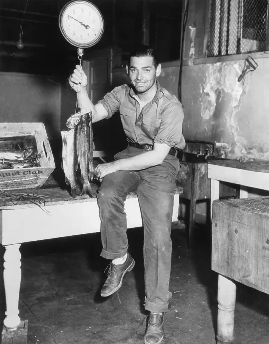 Framed Print : Clark Gable Holding Trout Framed Print : Clark Gable Holding Trout