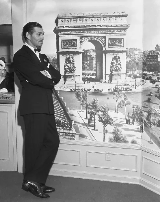 Framed Print : Clark Gable and Mural of Paris Framed Print : Clark Gable and Mural of Paris