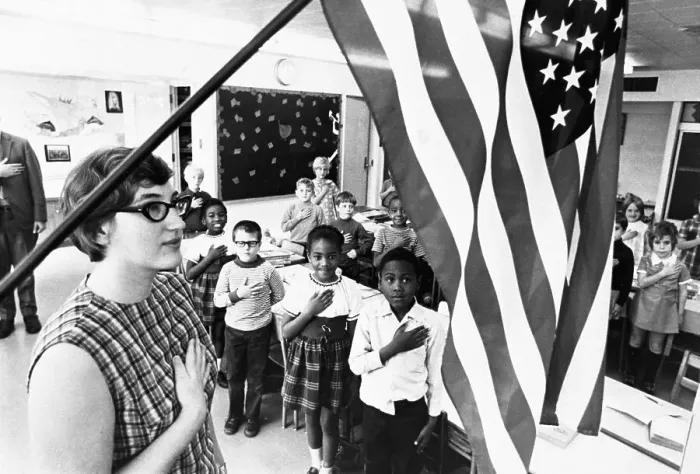 Framed Print : Class Pledging Allegiance to the Flag Framed Print : Class Pledging Allegiance to the Flag