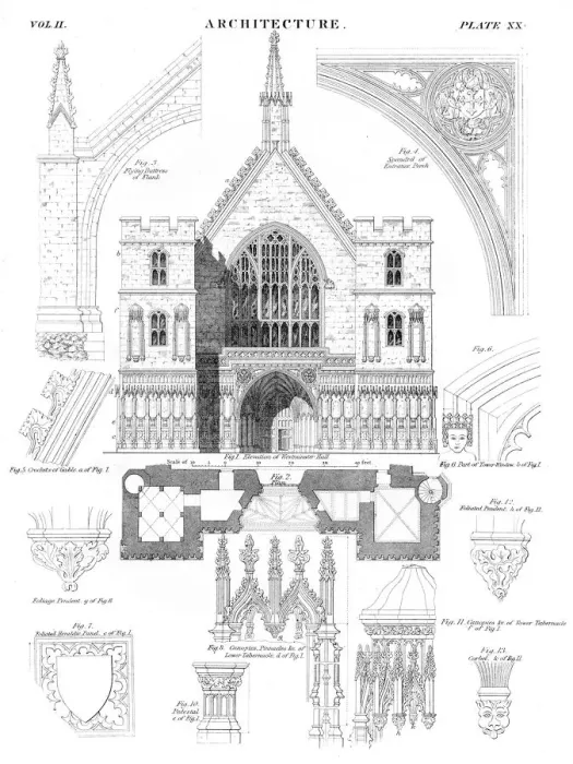Framed Print : Classic architecture engraving 1878 Framed Print : Classic architecture engraving 1878