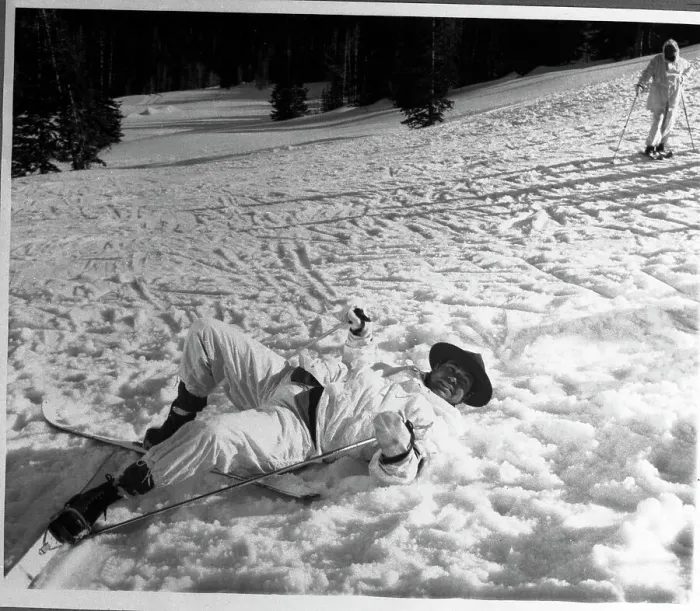 Framed Print : Claude Akins Tumbles on Skis Framed Print : Claude Akins Tumbles on Skis