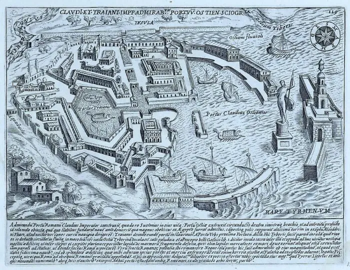 Framed Print : Claudi Et Traiani Impp Admirabum Portuv Ostien Sciogria, The Port of Claudius and Trajan in Ostia, historical Rome, Italy, digital reproduction of an original 17th century artwork, original date not known Framed Print : Claudi Et Traiani Impp Admirabum Portuv Ostien Sciogria, The Port of Claudius and Trajan in Ostia, historical Rome, Italy, digital reproduction of an original 17th century artwork, original date not known