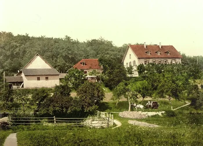 Framed Print : The Claushof, Forsthaus Klaushof, in Bad Kissingen, Bavaria, Germany, Historic, Photochrome print from the 1890s Framed Print : The Claushof, Forsthaus Klaushof, in Bad Kissingen, Bavaria, Germany, Historic, Photochrome print from the 1890s