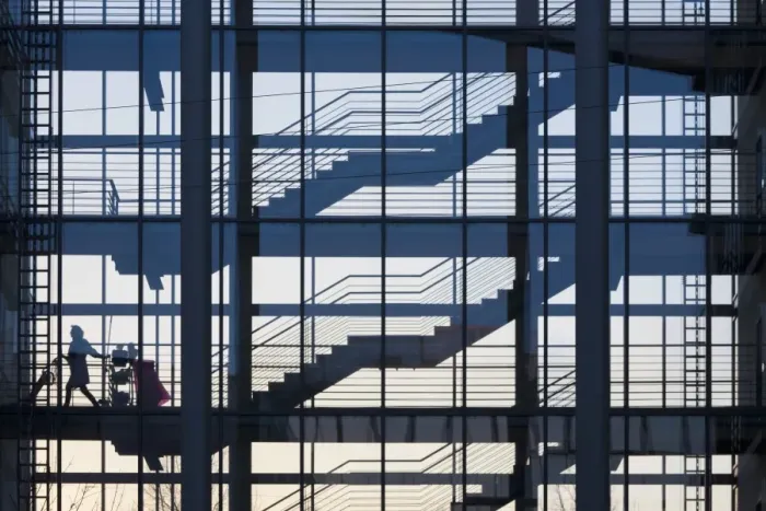Framed Print : Cleaner in a stairwell of an office building, Stuttgart, Baden-Wuerttemberg, Germany, Europe Framed Print : Cleaner in a stairwell of an office building, Stuttgart, Baden-Wuerttemberg, Germany, Europe